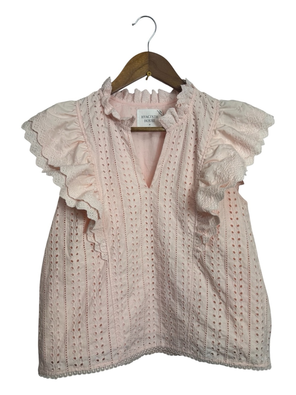 Hyacinth House Pink Eyelet Ruffle Top